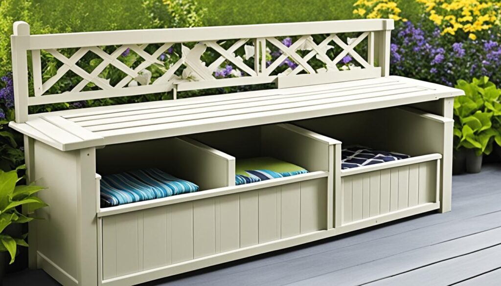 outdoor cushion storage bench