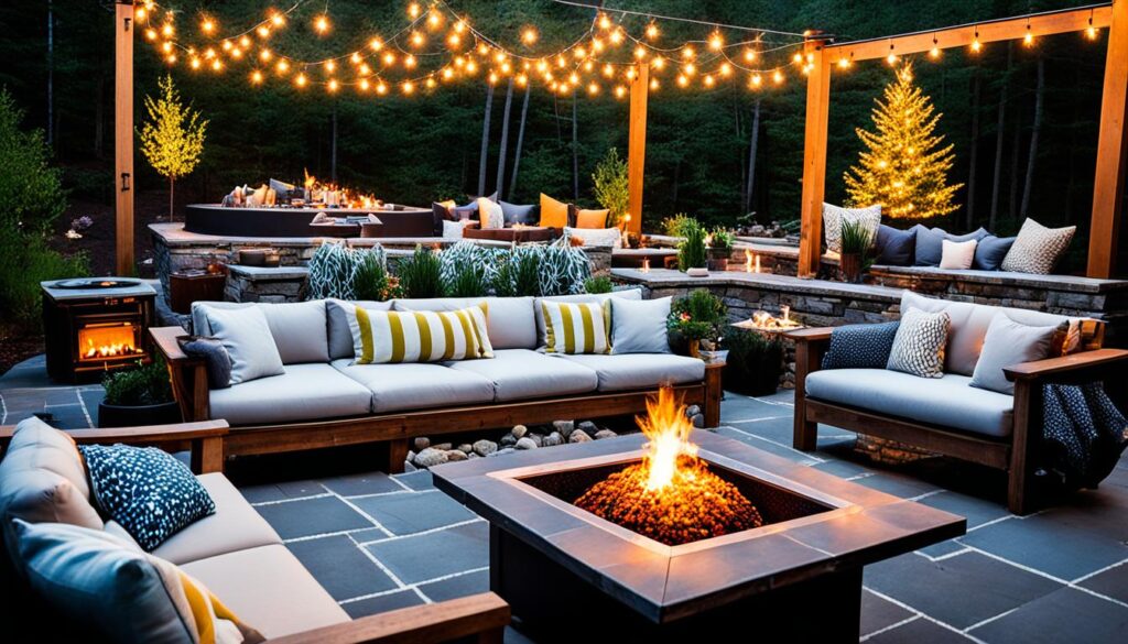 outdoor dining heating with fire features