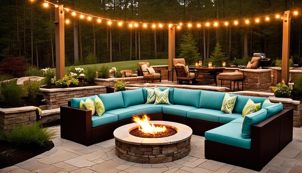 outdoor seating with fire pit